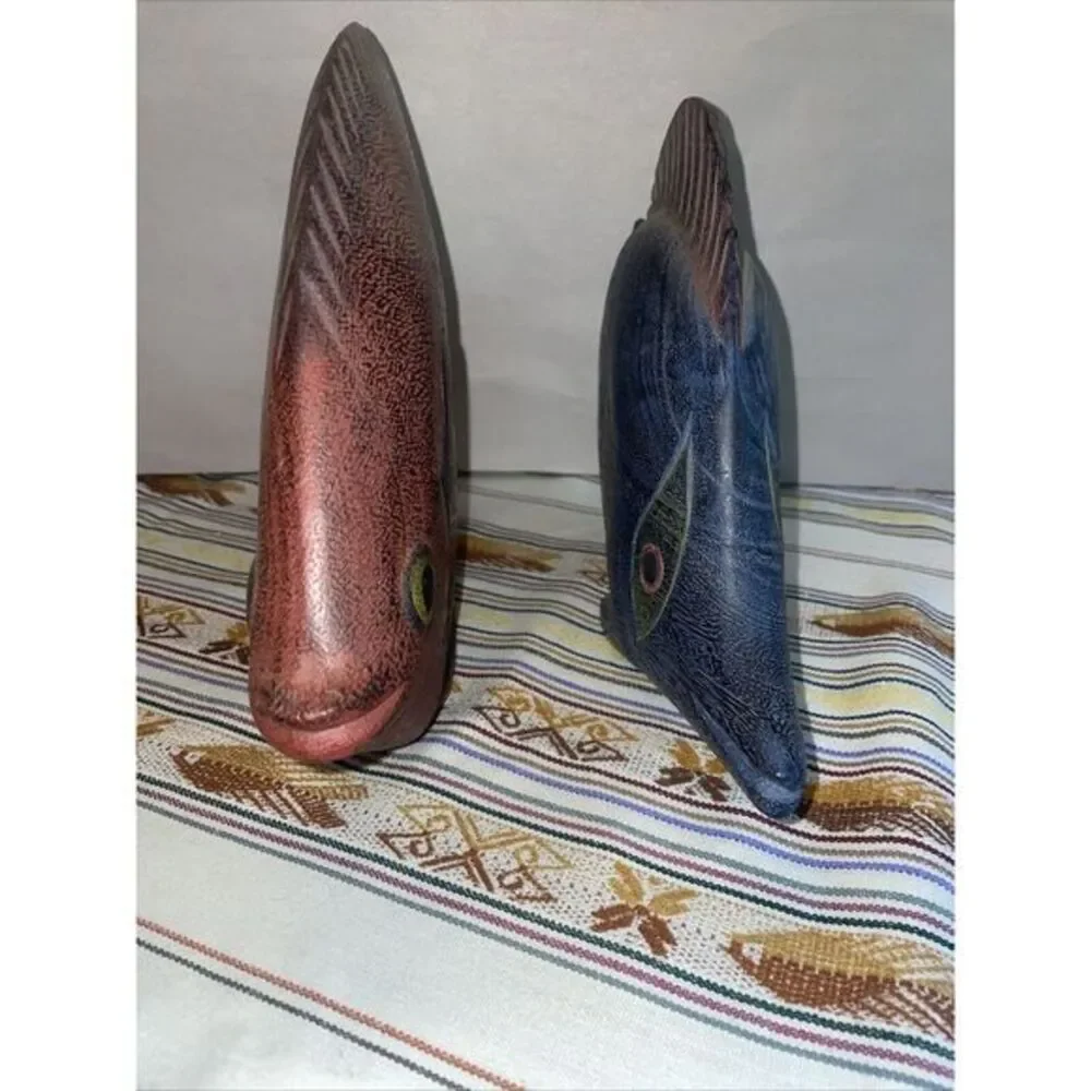 Pair Of Wood Carved Saltwater‎ Fish